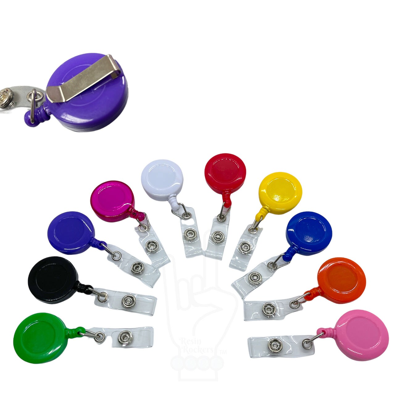 Badge Reel Blank with Clip and Button Snap in a Variety of Colors
